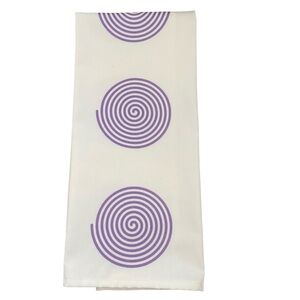 White Tea Towel with Purple Spiral Design. NWT